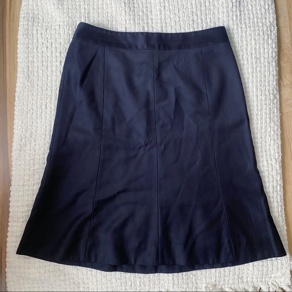 J Crew wool flared pencil work career midi skirt navy blue sz 6 - Picture 1 of 7
